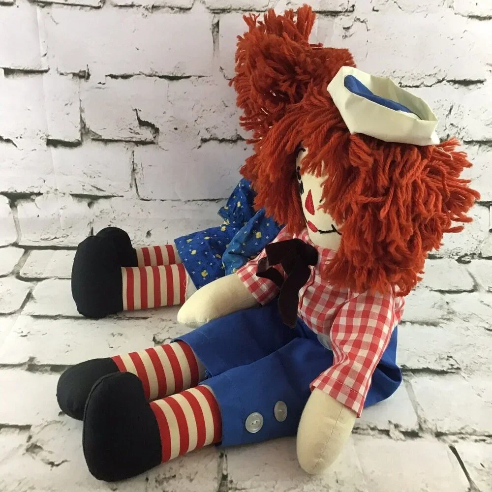 Vintage Raggedy‎ Ann Andy 20” Plush Rag Dolls Classic Toys Set Of 2 Collectible